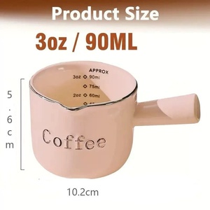 Tazas Medidoras de 3 oz con Doble Escala, Tazas Cortas para Espresso con Boquilla en <span class=keywords><strong>V</strong></span>, Accesorios de Cerámica para Espresso con Asa para Café y Leche - Product Image 6