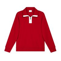 Sweat-shirt à col polo zippé pour homme RUICHI, en coton mélangé lourd 380 GSM, style américain, décontracté, preppy