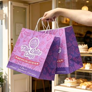 Custom Eco-Friendly Biodegradable Baking Paper <b>Bag</b> Kraft Paper Croissant Offset Printing Logo <b>Cake</b> Bread Dessert Takeaway Food - Product Image 3