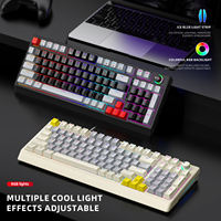 Clavier de jeu mécanique filaire T-WOLF T50 98 touches, interrupteur bleu, rétroéclairage RVB, touches ABS 3 couleurs pour PC portable