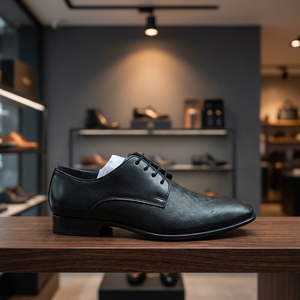 Chaussures habillées décontractées pour hommes en cuir de vachette verni noir, style Oxford, à lacets, légères et élégantes - Product Image 6