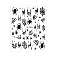 Autocollants pour ongles gothiques noirs et argentés TSZS pour Halloween, toile d'araignée, serpent, cœur, chauve-souris, crâne, décoration d'ongles autocollante