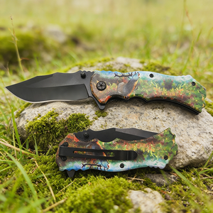 Nuevo Cuchillo Plegable de Acero Inoxidable de Primera Calidad, Cuchillos de Supervivencia con Estampado de Animales para Campamento al Aire Libre, Cuchillos EDC para Caza y Senderismo - Product Image 1