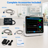 Moniteur patient vétérinaire 12,1 pouces multi-paramètres à écran tactile complet avec ECG, RESP, NIBP, SpO2 (PR), TEMP pour clinique vétérinaire