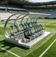 Abri de luxe pour équipe de football à deux rangées avec sièges d'auditorium en cuir haut de gamme pour terrains de sport extérieurs