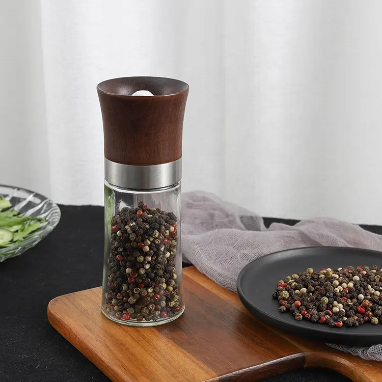 Factory Direct Low MOQ and High Quality Custom 150ml 6inch Wooden Herb Spice Salt and Pepper Mill Wooden for Wholesale