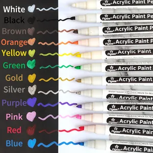 Flysea מים מבוסס אקריליק סמן צבע 24 צבע טקסטיל מרקר עט עבור DIY גרפיטי