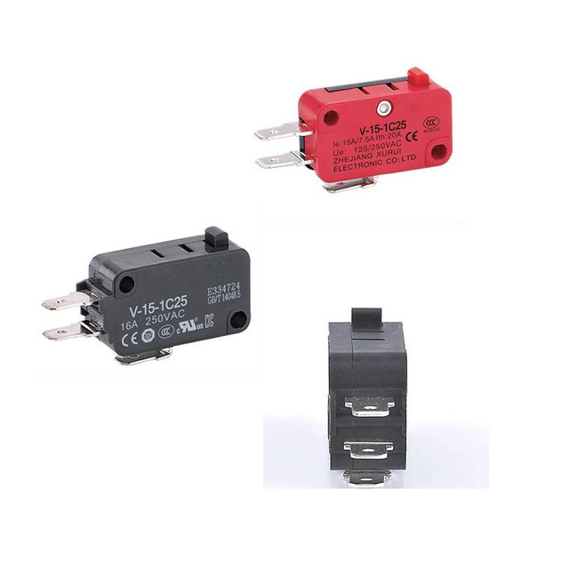 SYV-15-1C25 Single Push Button Micro-Switch with 250Vac Max. Voltage and 15A Max. Current