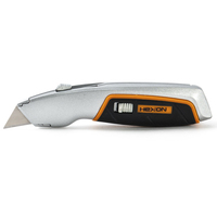 Couteau utilitaire rétractable avec logo personnalisé OEM, manche en TPR orange et rangement de lame intégré