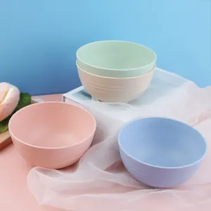 Amazon Hot tableware ECO friendly colorful plastic wheat straw bowl set