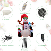 Bonhomme de neige gonflable de Noël LED extérieur alimenté par courant continu IP44, écologique, avec décoration pingouin, 2,4 m, pour pelouse/jardin/cours et fêtes