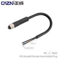 Konektor M5 3Pin 4Pin Male Overmolded Plug Kabel PUR dengan Kabel Set 1M 2M 5M untuk Aplikasi Otomotif