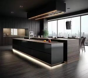 Muebles de Cocina Modernos Personalizados, Armarios de Cocina Modulares Modernos de Madera Contrachapada con Tira de Luz LED - Product Image 4