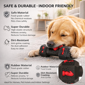 Juguete de goma indestructible para perros con mancuernas, dispensador de alimentos a prueba de fugas, juguete masticable resistente a mordeduras para estimulación mental y cuidado dental - Product Image 3