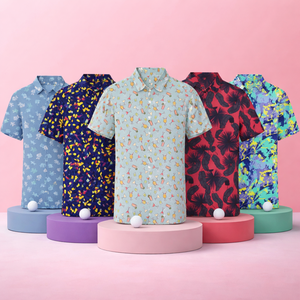 Chemises polo de golf pour hommes, de haute qualité, en polyester et élasthanne, pour le sport et les loisirs en plein air, imprimées sur toute la surface, logo personnalisé - Product Image 1