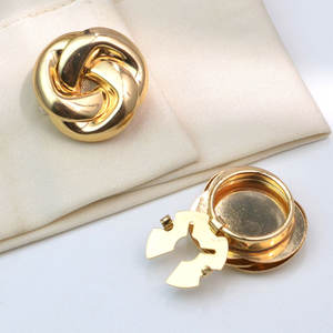 पर्यावरण के अनुकूल शर्ट स्टड फैशन ब्रोच धातु अनियमित आकार के गैंडा कछुए-क्लैंप क्लिप-ऑन कक्फलिंक सेट - Product Image 2