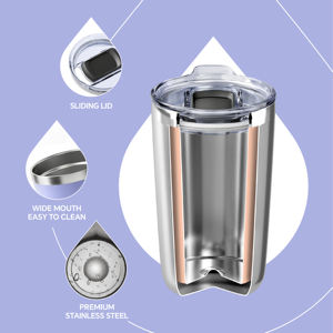 कस्टम लोगो लेजर उत्कीर्णन यात्रा स्टेनलेस स्टील कॉफी टंबलर - Product Image 2