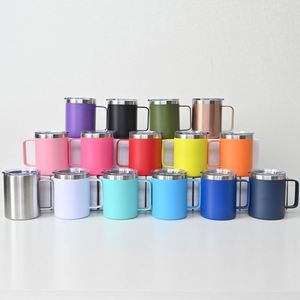 Custom Logo 12 oz 14 oz 16oz <b>Double</b> <b>Wall</b> Vacuum Tumbler Cup Powder Coated Insulated Stainless Steel Coffee <b>Mugs</b> Handle With Lid - Product Image 6