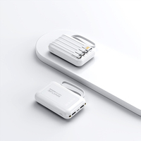 Batterie externe ultra-fine 10000 mAh, charge rapide 2A 10W Type-C, 4 câbles intégrés, écran LED, cordon, chargeur portable pour voyage