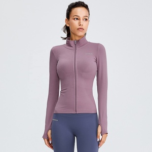 Jaqueta de náilon sem costura feminina, compressa, roupas esportivas, para treino de dança e corrida - Product Image 1