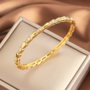 European American Trendy Snake Bracelet <b>Gold</b> Silver Copper Plated Zircon Crystal Jewelry for Women Gift Fall 2024 - Product Image 2
