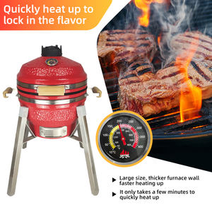 <span class=keywords><strong>Barbecue</strong></span> Kamado et fumoir Kimstone Premium de 16 pouces, finition pierre rouge, avec support en acier inoxydable, thermomètre externe et poignées - Product Image 2