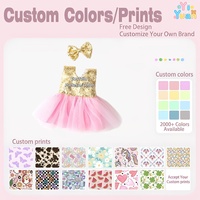 Robe de poupée princesse personnalisée en gros pour poupée de 18 pouces, haut à manches, jupe en tulle rose superposée, robe de poupée personnalisée à sequins dorés