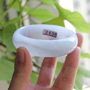 Vòng tay ngọc bích Myanmar tự nhiên có chứng nhận, ngọc bích trắng, đá quý, hoa tự nhiên nguyên chất - Product Image 3