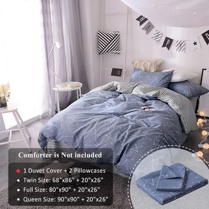 3 mảnh Duvet cover thiết lập 100% bông chòm sao mô hình Duvet cover với 2 vỏ gối, Reversible sọc in <span class=keywords><strong>bedding</strong></span> Set - Product Image 5