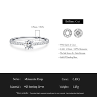 Bague en moissanite Ailmay 0,4 carat pour femme, argent sterling 925, diamant de laboratoire, alliance de fiançailles et de mariage, bijoux