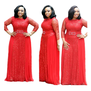 <strong>Plus</strong> <strong>Size</strong> Women's Lace <strong>Sequin</strong> Evening Party Dresses Floor Length Elegant Half Mesh Sleeve Formal Gowns - Product Image 3