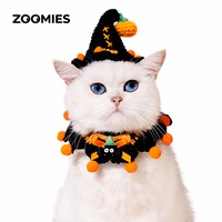 Accessoires amusants pour animaux de compagnie pour Halloween, collier décoratif pour chat en fil crocheté à la main, foulard pour chien, chapeau de sorcière pour la vente en gros