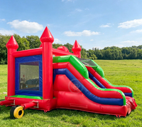Château gonflable commercial pour enfants avec toboggan, idéal pour les fêtes et la location