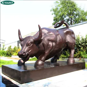 Açık yaşam boyutu metal hayvan bahçe bronz heykeller ünlü duvar sokak pirinç boğa heykel