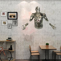 Statue murale en résine 3D grandeur nature, artisanat doré, statue de homme en fibre de verre, décoration murale, statue de demi-corps pour décoration murale