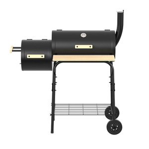 Double Barrel Charcoal Grill <b>Large</b> Outdoor <b>BBQ</b> Smoker With Thermometer Camping Grill - Product Image 3