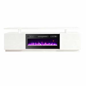 Meuble <span class=keywords><strong>TV</strong></span> 71'' avec espace de rangement en option, noir et blanc, console multimédia, foyer électrique pour salon - Product Image 2