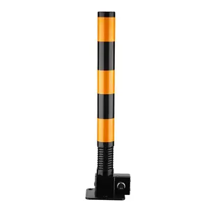 Personnaliser les couleurs jaune vif avec bande rouge Anti Collision fort durable Parking Bollard Post For Traffic