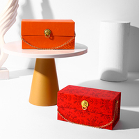 Boîte-cadeau magnétique pour mariage, pour demoiselle d'honneur, en carton artisanal, nouveau Design de luxe rouge et Orange, avec chaîne en métal, vente en gros,