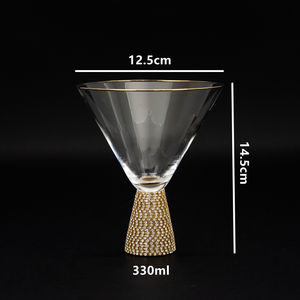Ağır taban Rhinestone dekorasyon Martini kokteyl cam ile altın jant - Product Image 3