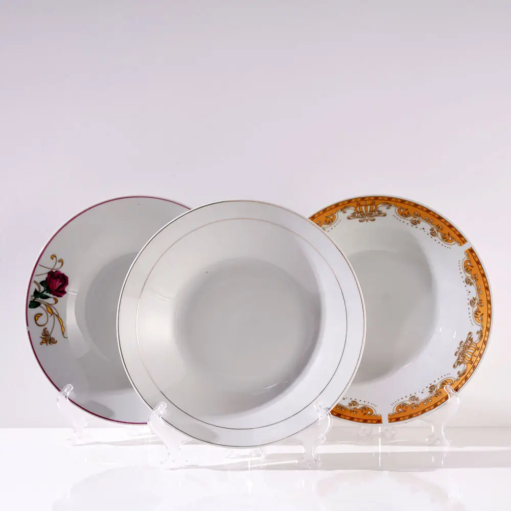 Grosir Keramik Murah Porselen JJK Sup Makanan Penutup Piring Makan Malam Promosi Set Piring Porselen