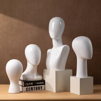 Tête de Mannequin Blanche Homme Femme à Cou Long pour Présentation de Perruques, Chapeaux, Écharpes, Bijoux – Modèle de Tête pour Vitrine de Magasin de Vêtements