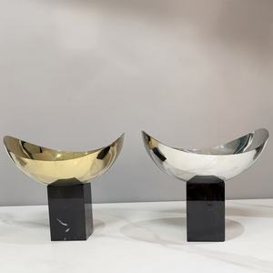 高級ブラックマーブルステンレススチールトレイスタンドゴールドシルバーカスタムサイズホームフードサービングトレイラマダンセレブレーションデザート - Product Image 1