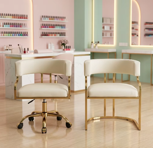 Ensemble de chaises de salon de manucure de qualité supérieure, directement de l'usine, personnalisable, cuir résistant à l'acétone, pieds en acier inoxydable, exclusivement pour la manucure - Product Image 3