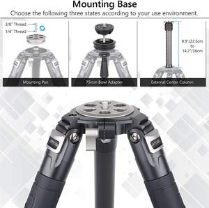 Trépied AS95C pour appareil photo, trépied professionnel en fibre de carbone, trépied robuste, support pour appareil photo reflex numérique en carbone, tête sphérique, charge maximale 40 kg/88 lb - Product Image 5