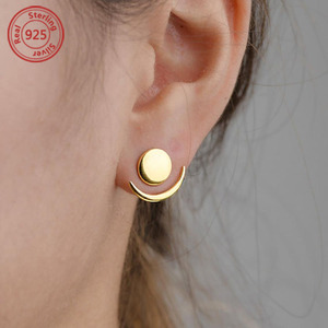 Silver Jewelry Moon Phase <strong>Earrings</strong> <strong>Front</strong> <strong>Back</strong> <strong>Earrings</strong> Ear Jacket - Product Image 1