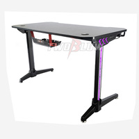 Table de jeu moderne pliable en métal et verre à 9 lumières LED avec porte-gobelet pour la maison, le bureau et la chambre à coucher.