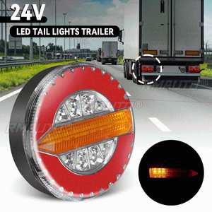 1/2/4/6PCS Feux arrière ronds à LED 24V pour camions, remorques, feux de freinage, clignotants dynamiques séquentiels, feux de recul, feux arrière pour tracteurs et fourgons - Product Image 1