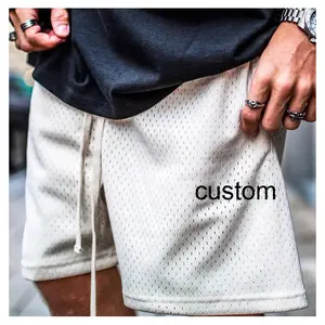 Custom logo summer streetwear drawstring beach board running mens gym mesh shorts unisex