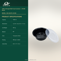 Conteneur alimentaire rond en PP de 1000 ml avec couvercle pour plats à emporter, bac de stockage jetable pour traiteur, compatible micro-ondes, anti-fuite, qualité alimentaire, sans BPA